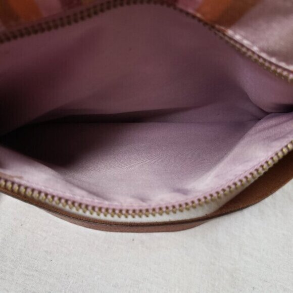 Fossil Kinley Crossbody Bag Cotton Leather Multicolor Stripes Key Charm - Picture 10 of 16